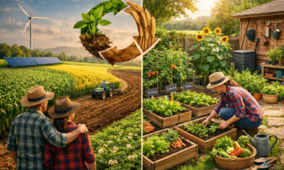 rotação de cultura conecta duas realidades: no campo, grandes cultivos alternam espécies para preservar o solo e aumentar a produtividade; no quintal, hortas caseiras seguem o mesmo princípio, garantindo alimentos saudáveis e sustentáveis.