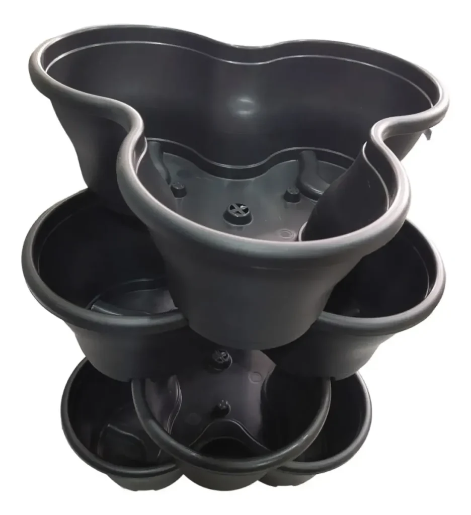 Vasos empilh&aacute;veis para horta vertical e cultivo em pequenos espa&ccedil;os