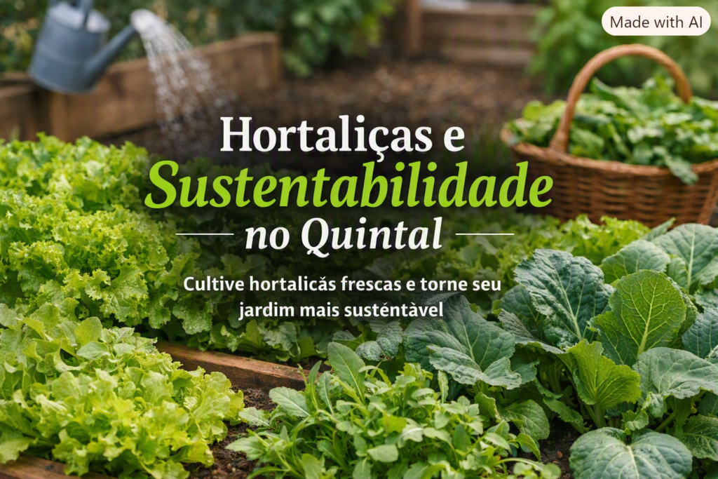 Hortaliças em casa em horta sustentável com alface, couve e rúcula frescas
