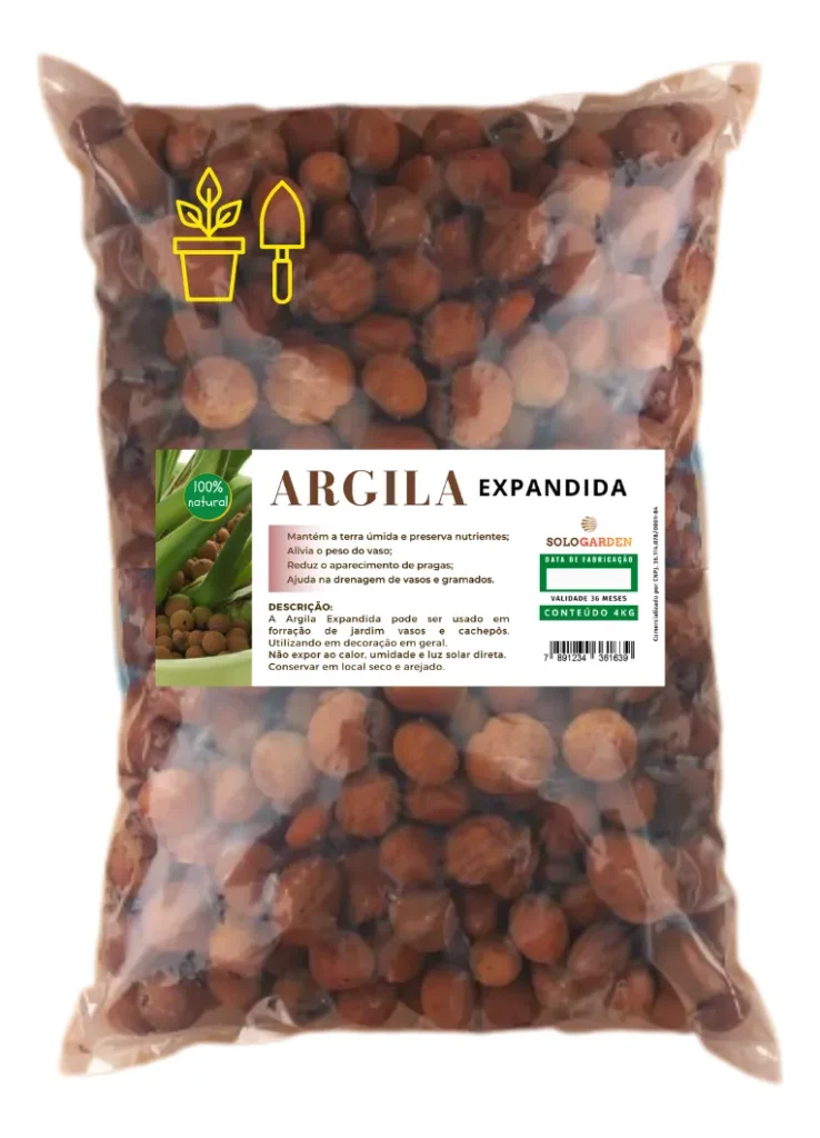Argila expandida 4kg para vasos, drenagem, paisagismo e decora&ccedil;&atilde;o de plantas